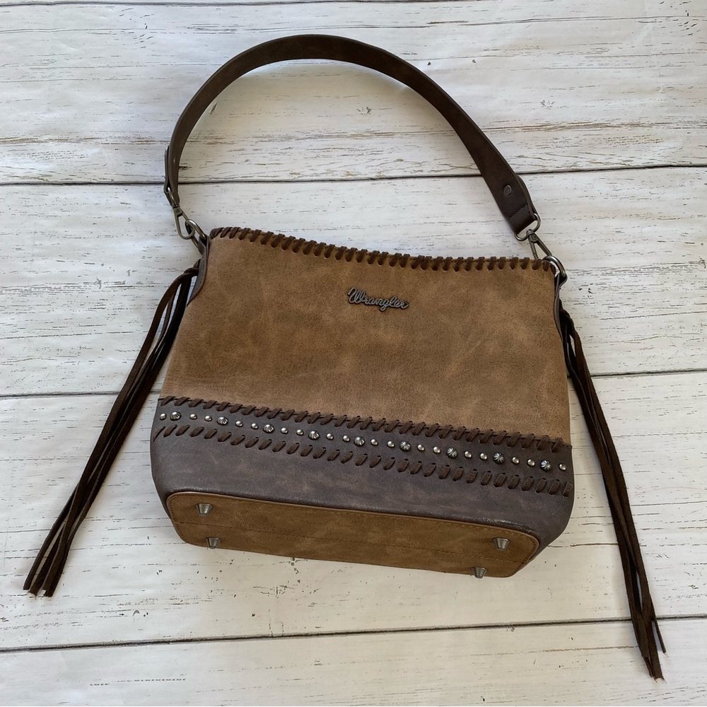 Wrangler Fringe Studded Purse Brown